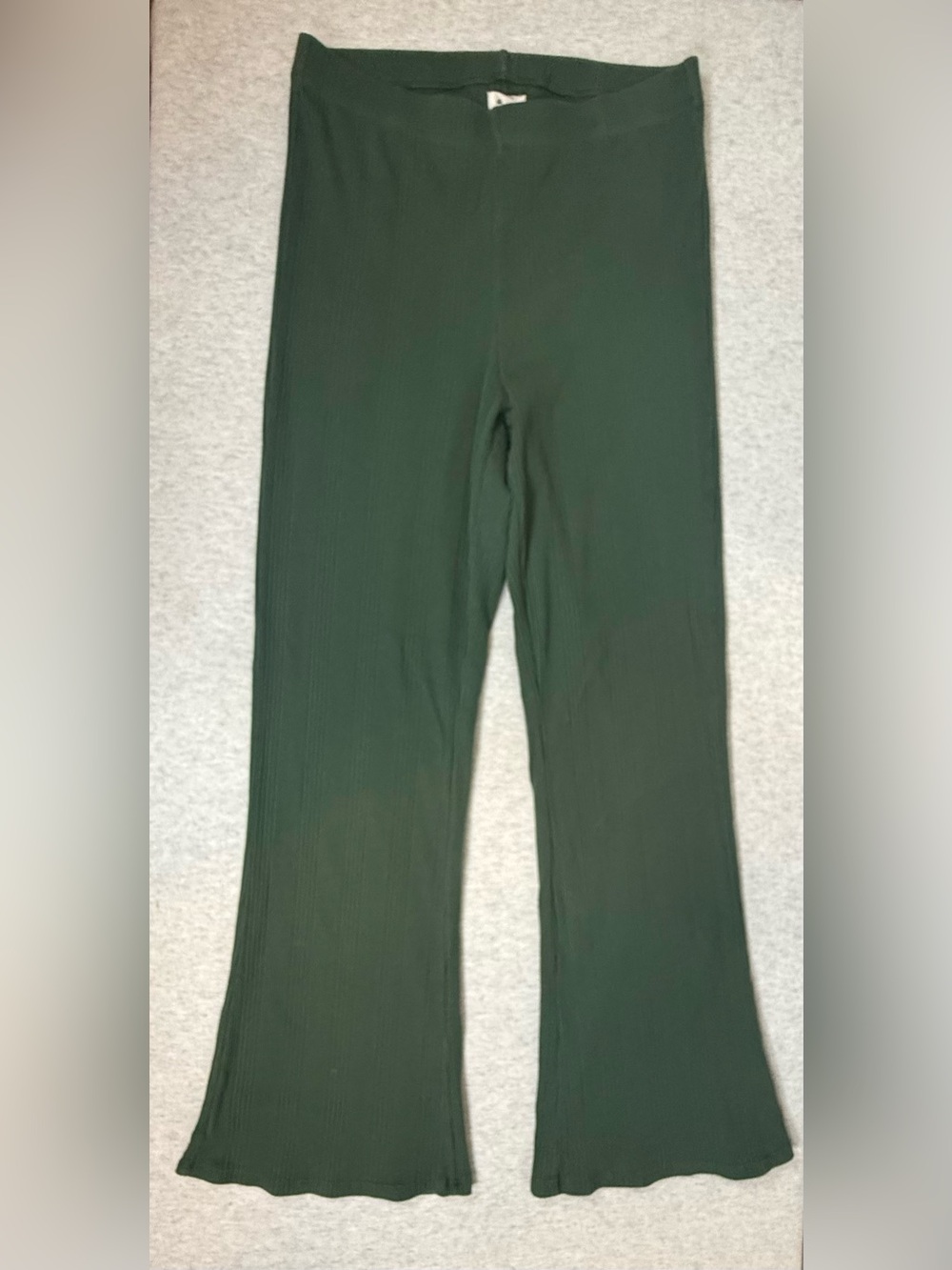 Aerie Ribbed High Waisted Flare Pants Green- Size Medium